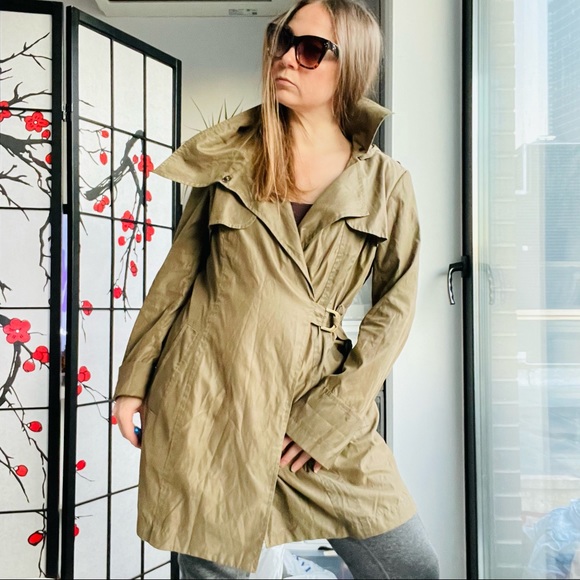 Ali RO Waist Belt Cloak Army Green Self Tie Layer Wrap Trench Coat - Picture 10 of 17